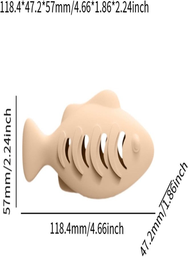 VALUEVIBES Silicone Fish Shape Cat Toothbrush & Teething Toy - Cat Toy & Food Dispenser Feeder for Indoor Cats (Beige) - Image 4